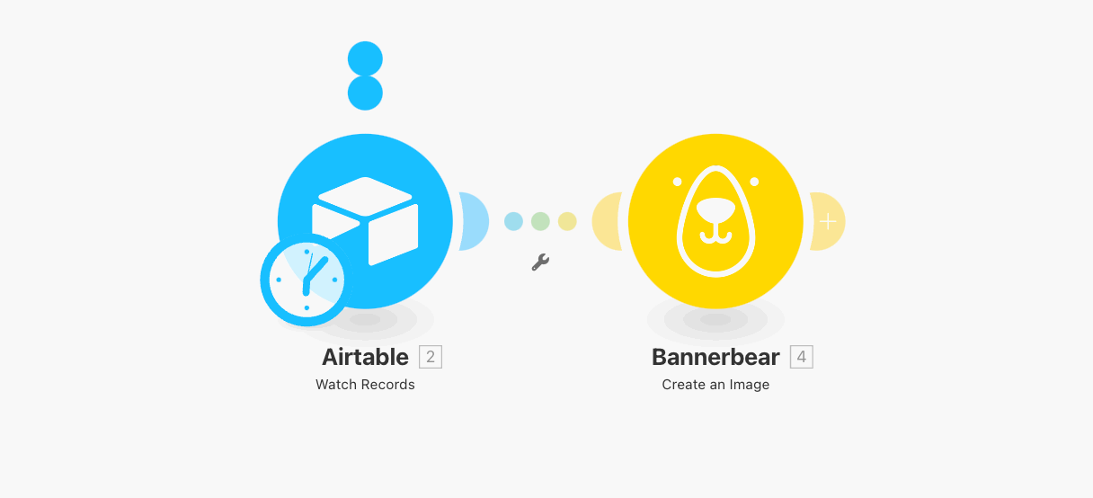 GIF of simple Make scenario flow