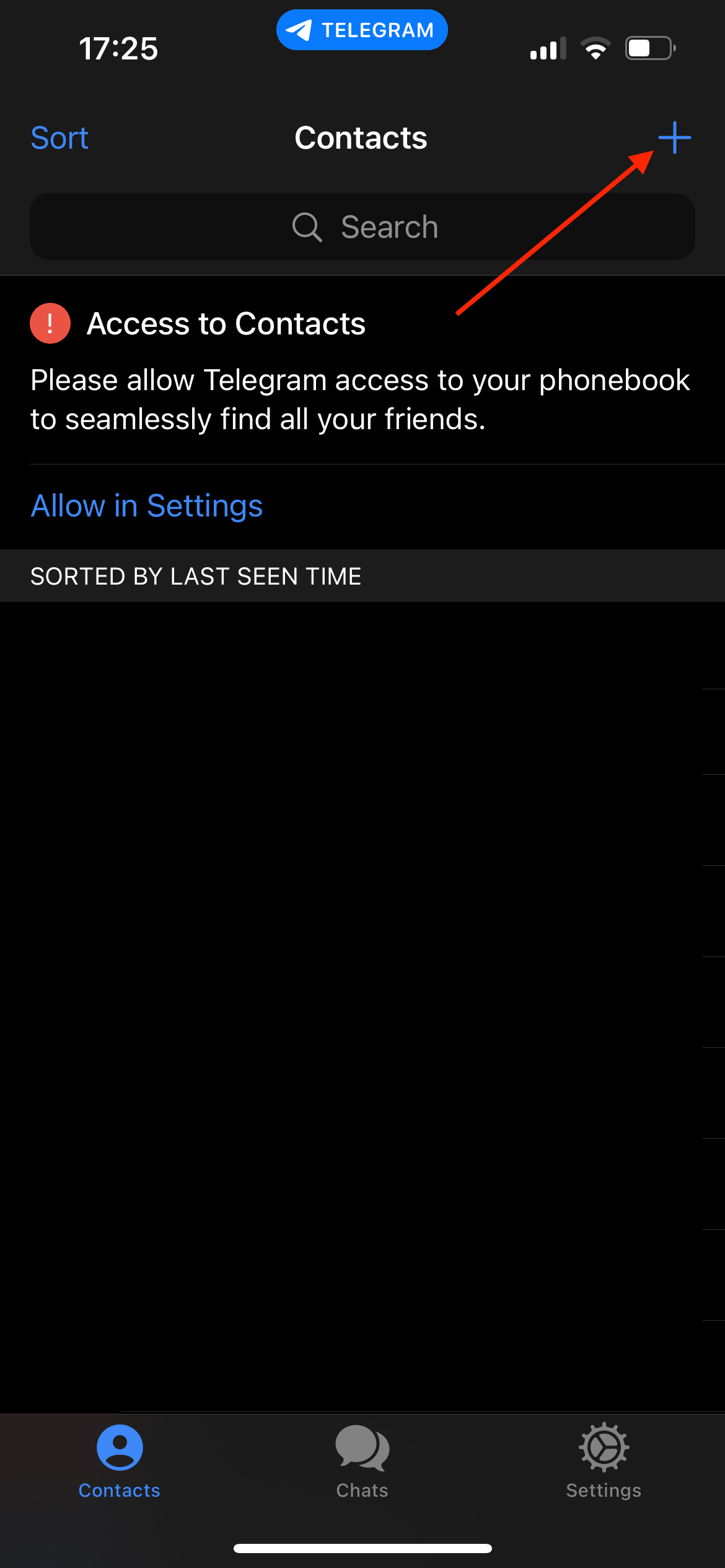 Mobile screenshot of Telegram contact page