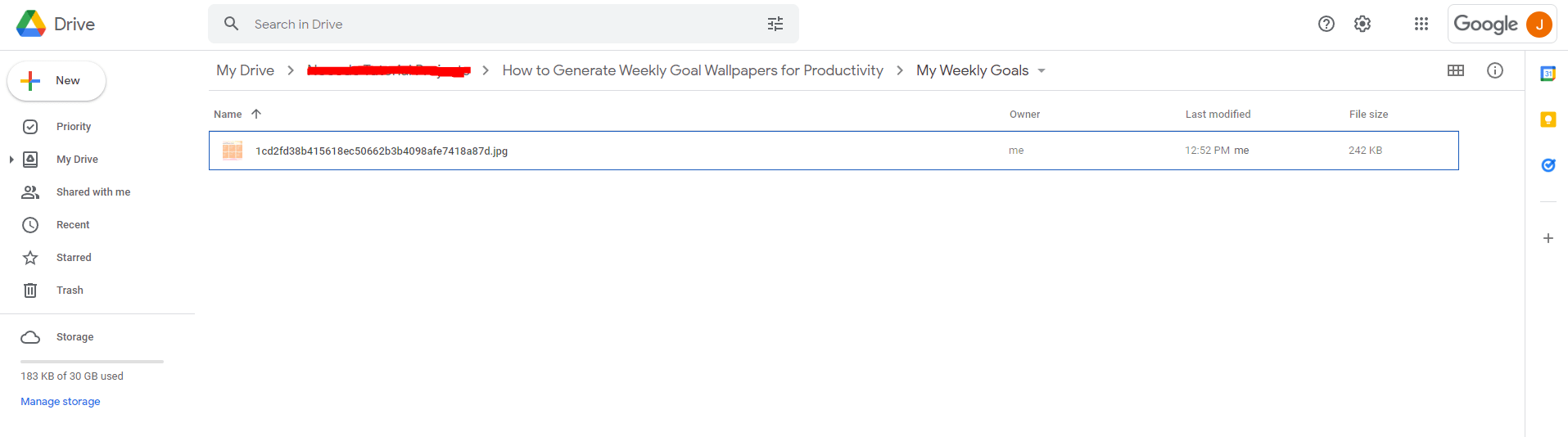 Screenshot of test wallpaper in Google Drive