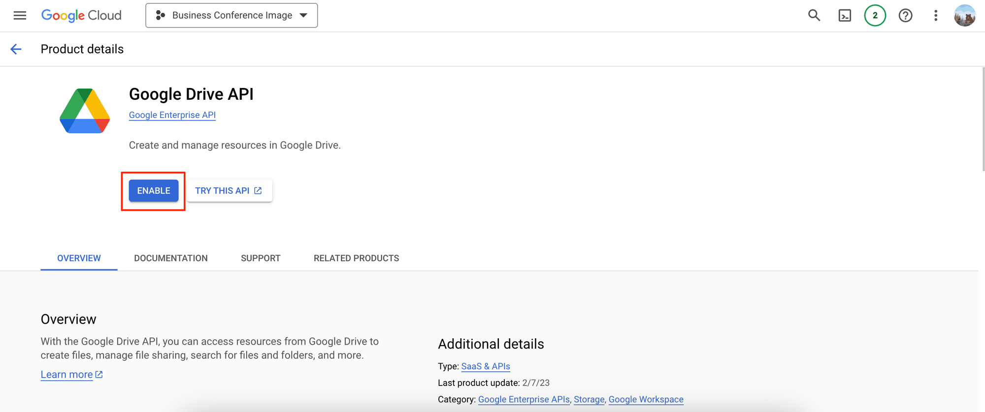 Google Cloud console - enable Google Drive API.png