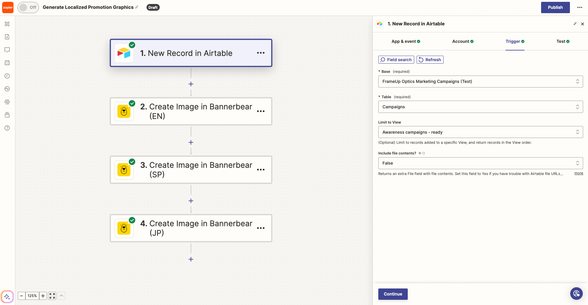 Screenshot of Zapier Airtable new record trigger