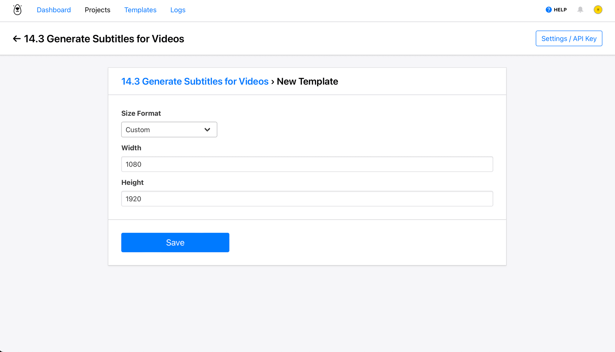 Screenshot of Bannerbear new template setup
